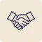 an icon of shaking hands