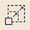 an icon showing an expanding square